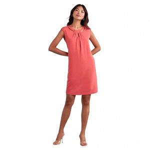 Ellen Tracy Coral Mini Sleeveless Dress Sheath Keyhole CUT OUT DETAIL JERSEY XS